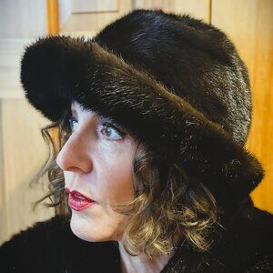 Lenore Marshall New York Vintage Dark Brown Mink Fur Hat - Dome with Brim 1960s